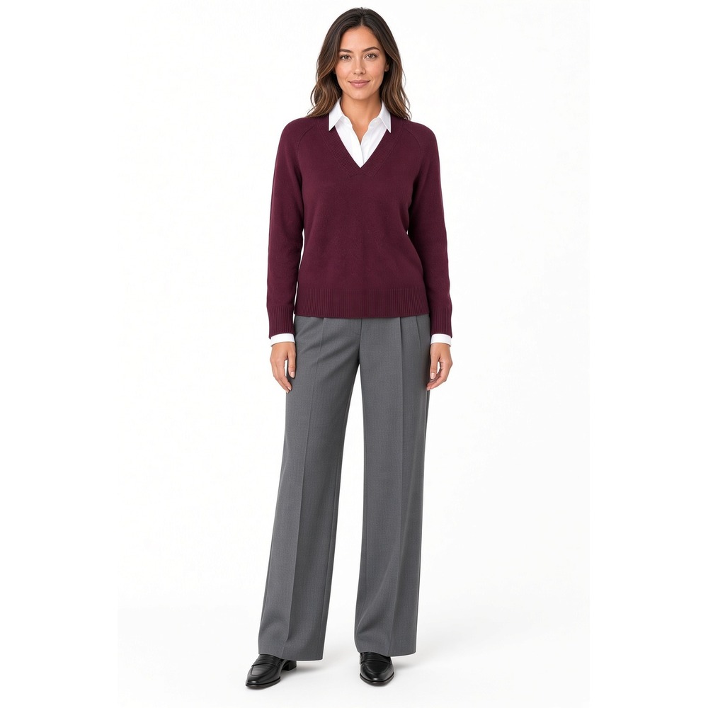 Banana Republic Burgundy V-neck Sweater Cotton Wool Blend M Corporate Nostalgia